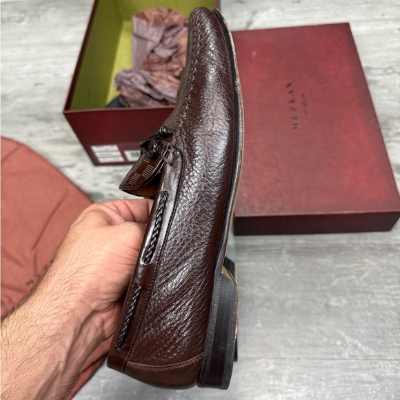 Mezlan Brown Woven Leather Loafers